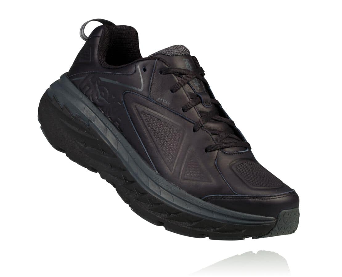 Hoka One One Bondi Leder Damen Straßenlaufschuhe Schwarz | (DE-7804JKMBW)